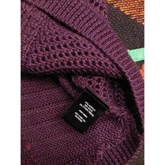 NEW Torrid Purple V-Neck Knit Sweater Size 4 Sparkly Cable & Mesh Design 3/4 Sle - Picture 8 of 9